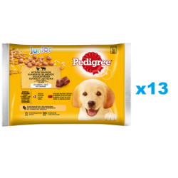 PEDIGREE Junior Mix 52x100g: Nassfutter für Welpen mit Reis, Huhn und Rind in Gelee