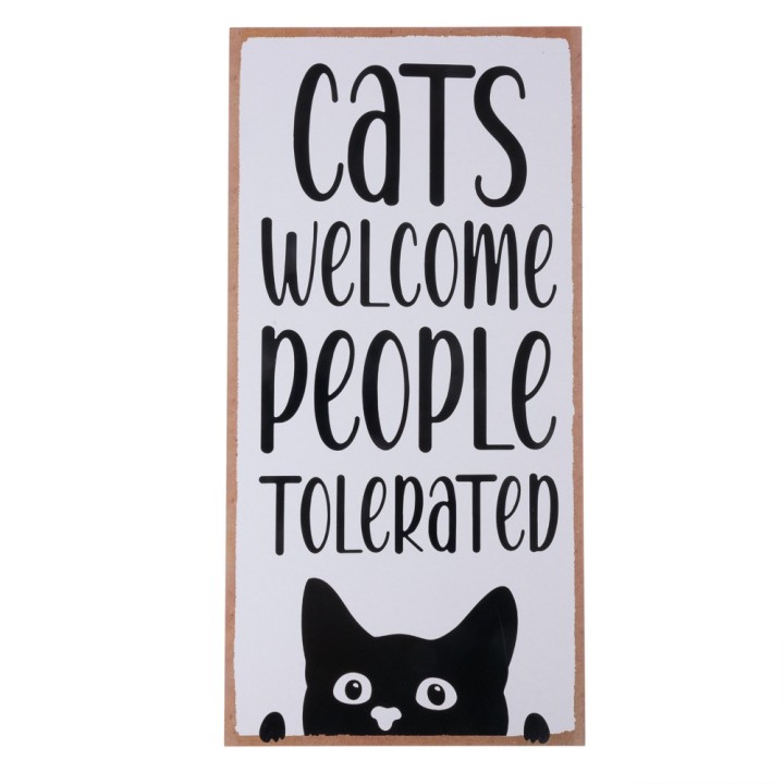 TIAKI Dekoschild "Cats Welcome, People Tolerated" zum Aufhängen - 1 Stück