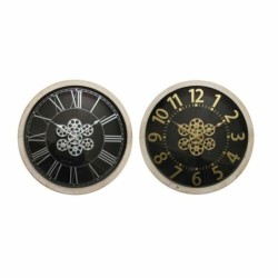 Wanduhr DKD Home Decor Schwarz Gold Silberfarben Kristall Holz MDF 68 x 8 x 68 cm (3 Stück) (2 Stück)