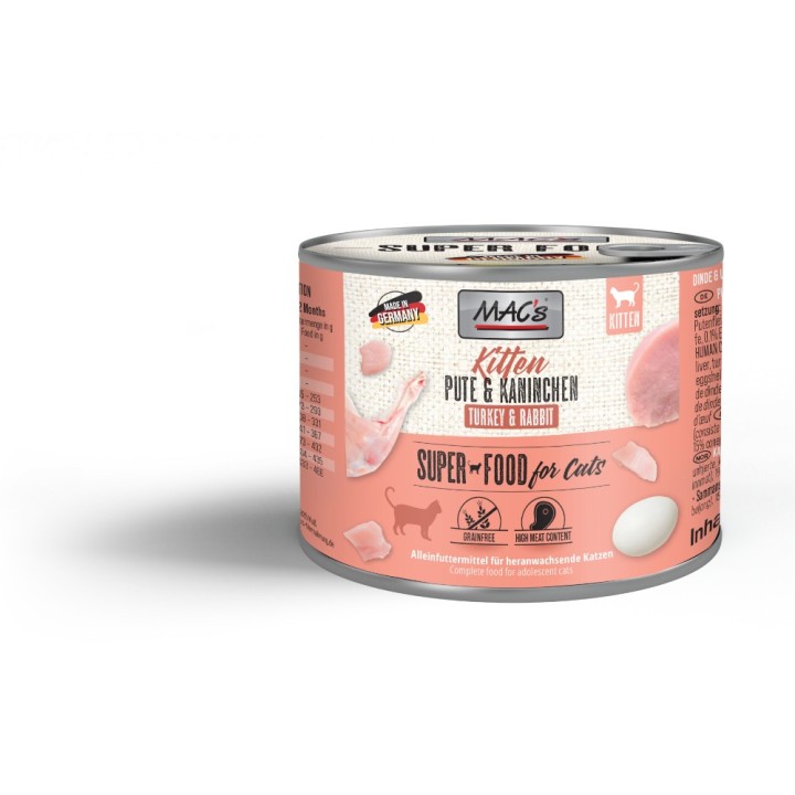 MAC´s Cat 6 x 200 g - Kitten (Pute & Kaninchen)