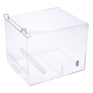 TIAKI No-Mess Vogelfutternapf aus Acryl - Größe L: L 20 x B 25 x H 20 cm