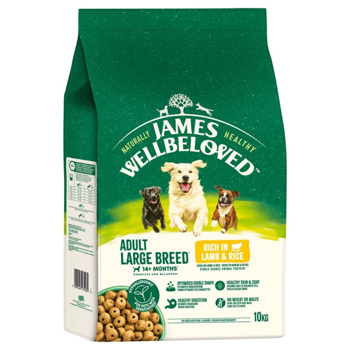 James Wellbeloved Adult Large Breed Dog Hypoallergenic Lamm & Reis - 10 kg