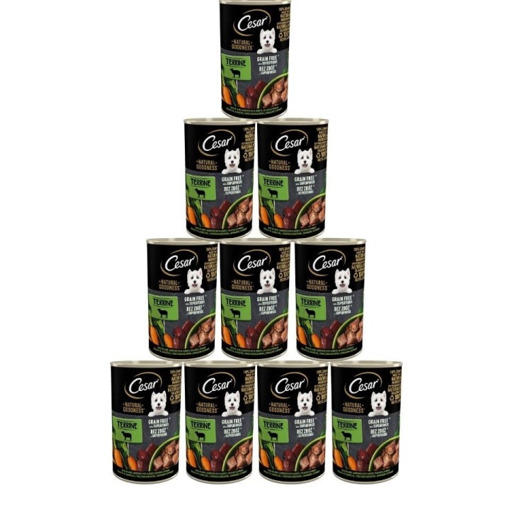 CESAR Natural Goodness in Terrine 12x400g reich an Lammfleisch mit Karotten, Kartoffeln und Spinat