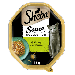 SHEBA Sauce Collection 85 g Nassfutter mit Kaninchen und Gemüse in Soße für adulte Katzen