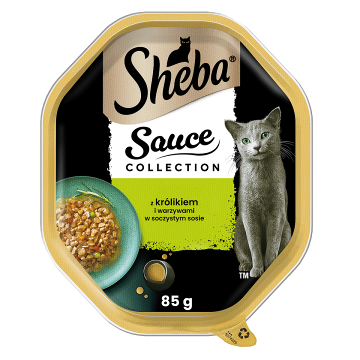 SHEBA Sauce Collection 85 g Nassfutter mit Kaninchen und Gemüse in Soße für adulte Katzen