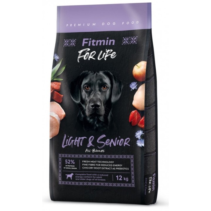 FITMIN Dog For Life Light &amp, Senior Futter für erwachsene und ältere Hunde 12kg