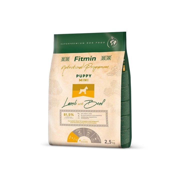 FITMIN Dog Mini Puppy Lamb&amp,Beef 2,5 kg für Welpen kleiner Rassen
