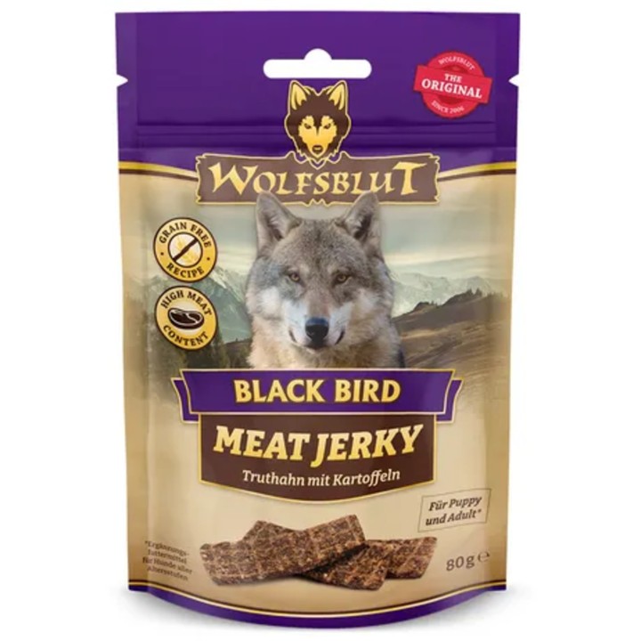 WOLFSBLUT Hundesnack Meat Jerky Black Bird - 80 g