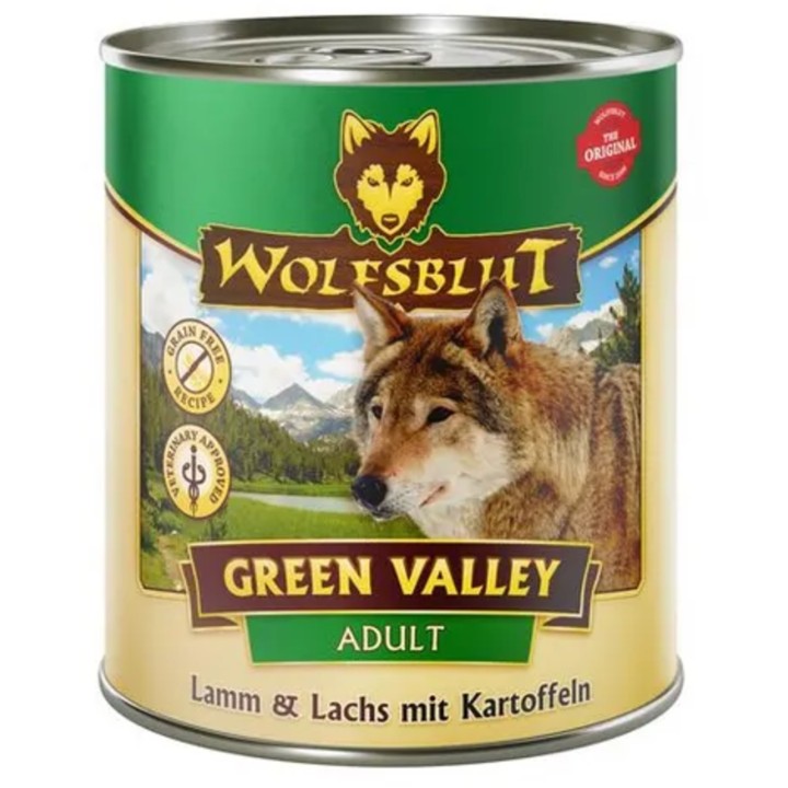 WOLFSBLUT Hundenassfutter Green Valley Lamm, Lachs & Kartoffeln - 800 g