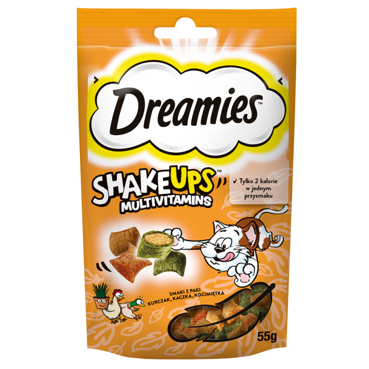 DREAMIES ShakeUps Multivitamins 55g Leckerli mit Huhn, Ente und Katzenminze für Katzen