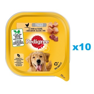 PEDIGREE Adult 10x300 g Nassfutter mit Huhn und Fischölmousse für Hunde