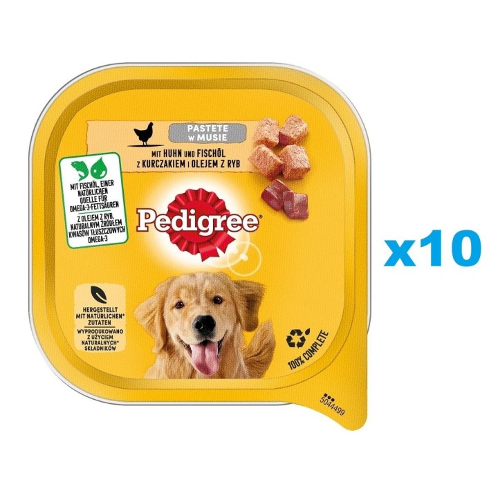 PEDIGREE Adult 10x300 g Nassfutter mit Huhn und Fischölmousse für Hunde