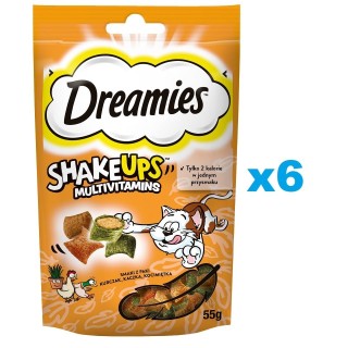 DREAMIES ShakeUps Multivitamins 6x55g: Leckerli mit Huhn, Ente und Katzenminze für Katzen