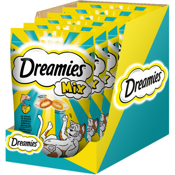 DREAMIES Mix 6x60 g mit Lachs Geschmack und Käse