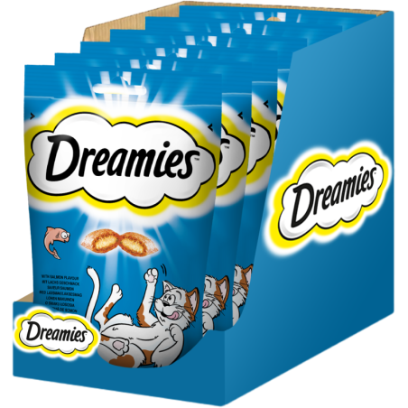 DREAMIES 6x60 g mit schmackhaftem Lachs für Katzen