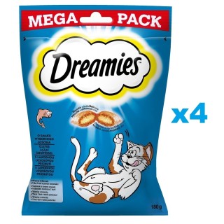DREAMIES Mega Pack 4x180g- Leckere Katzenleckerlis mit Lachsgeschmack