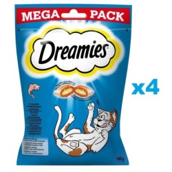 DREAMIES Mega Pack 4x180g- Leckere Katzenleckerlis mit Lachsgeschmack