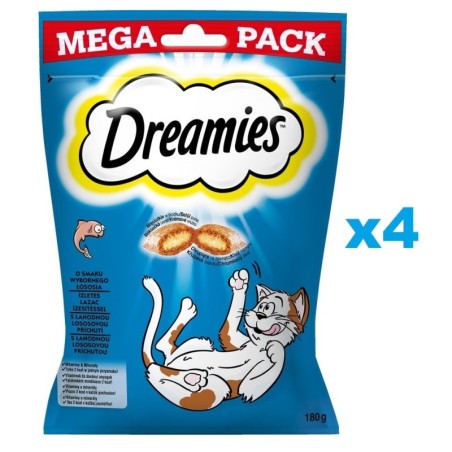 DREAMIES Mega Pack 4x180g- Leckere Katzenleckerlis mit Lachsgeschmack