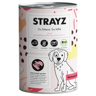 STRAYZ BIO 6 x 400 g - Bio-Rind mit Bio-Süßkartoffel, Bio-Karotte & Bio-Birne