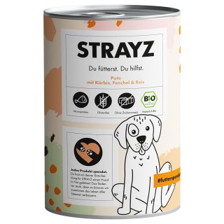 STRAYZ BIO 6 x 400 g - Bio-Pute mit Bio-Kürbis, Bio-Fenchel & Bio-Reis