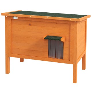 PawHut Katzenhaus aus Holz mit Türvorhang  Outdoor, Isoliert, Erhöhtes Design, für Kleintiere, Orange, 60x60x81,5cm  Aosom