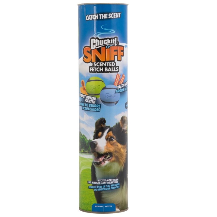 Chuckit! Sniff Fetch Balls Canister - 4 Stück (Ø 6,5 cm)