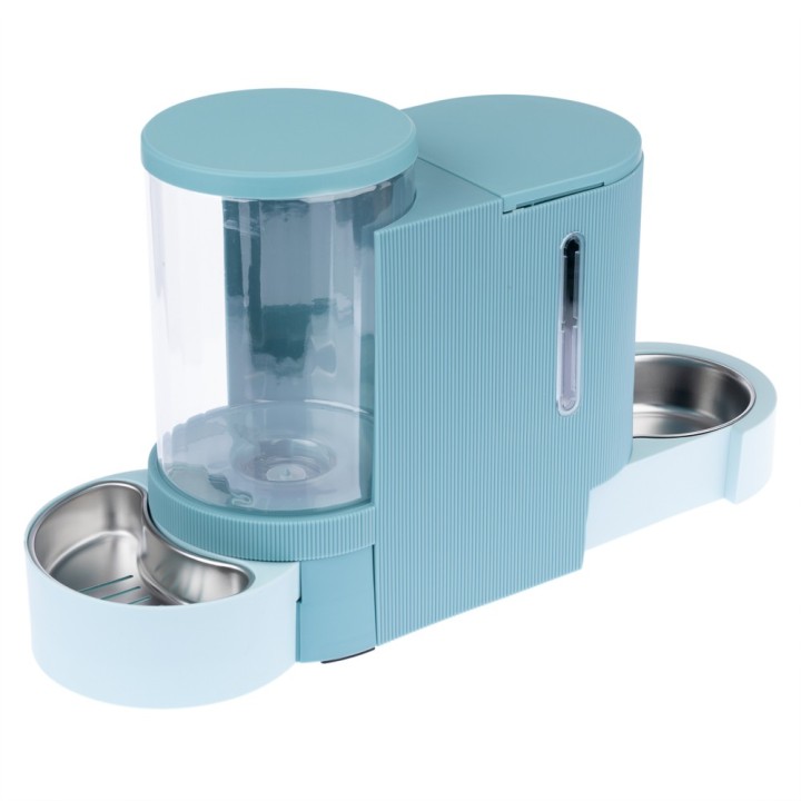 TIAKI Futter- und Wasserspender, hellblau - bis 1,3 kg Trockenfutter & 3 l Wasser