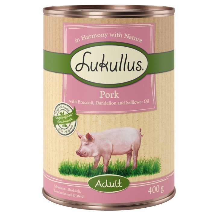 Lukullus Naturkost Adult Getreidefrei 6 x 400 g - Schwein