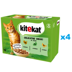 KITEKAT 48x85 g Vollwertiges Nassfutter in Sauce für ausgewachsene Katzen mit Pute, Kaninchen und Geflügel.