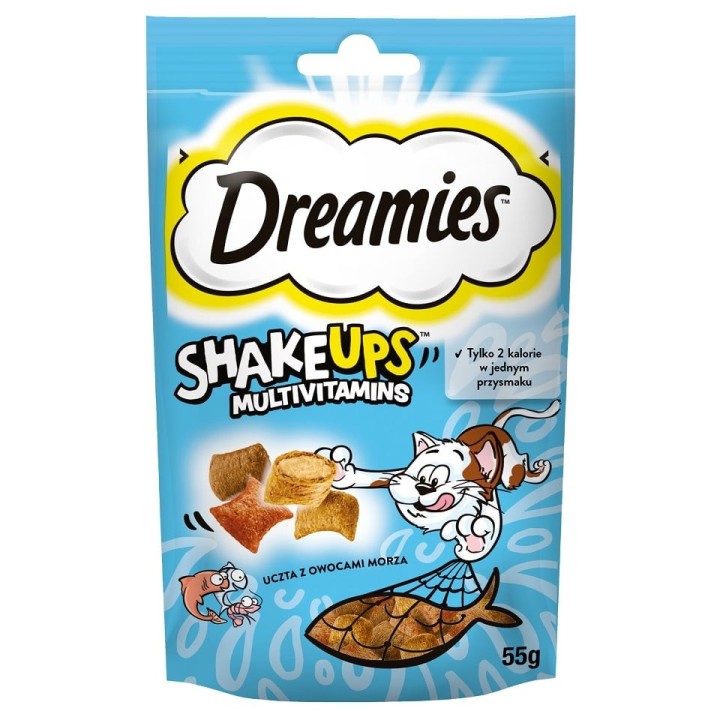 DREAMIES ShakeUps Multivitamins 6x55g: Leckerbissen aus Meeresfrüchten für Katzen