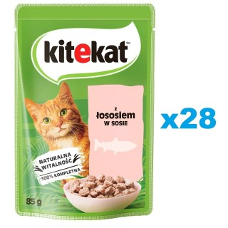 KITEKAT 28x85 g: Lachs in Soße für adulte Katzen