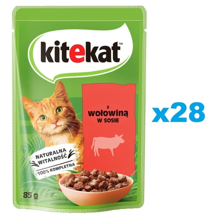 KITEKAT 28x85 g: Rind in Soße für adulte Katzen
