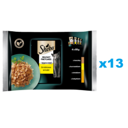 SHEBA Delicacy Fine Flakes 52x85 g Nassfutter mit Ente, Huhn, Geflügel, Truthahn in Gelee für adulte Katzen