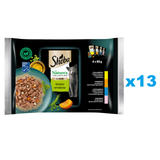 SHEBA Nature’s Collection 52x85 g: Nassfutter mit Huhn, Truthahn, Thunfisch, Lachs in Soße für adulte Katzen