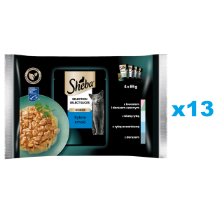 SHEBA Selection Select Slices 52x85g Nassfutter MIX Fisch Geschmacks in Soße für adulte Katzen