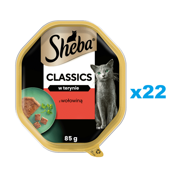 SHEBA Classics 22x85 g Nassfutter für adulte Katzen mit Rind in Terrine