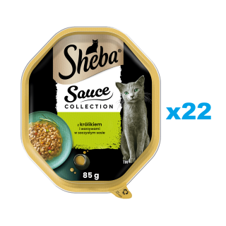 SHEBA Sauce Collection 22x85 g Nassfutter mit Kaninchen und Gemüse in Soße für adulte Katzen