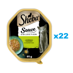 SHEBA Sauce Collection 22x85 g Nassfutter mit Kaninchen und Gemüse in Soße für adulte Katzen