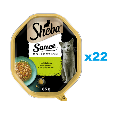 SHEBA Sauce Collection 22x85 g Nassfutter mit Kaninchen und Gemüse in Soße für adulte Katzen