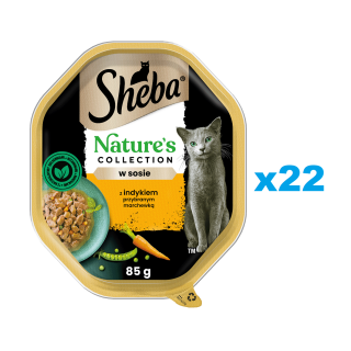 SHEBA Nature’s Collection 22x85 g Nassfutter mit Truthahn und Karotte in Soße für adulte Katzen