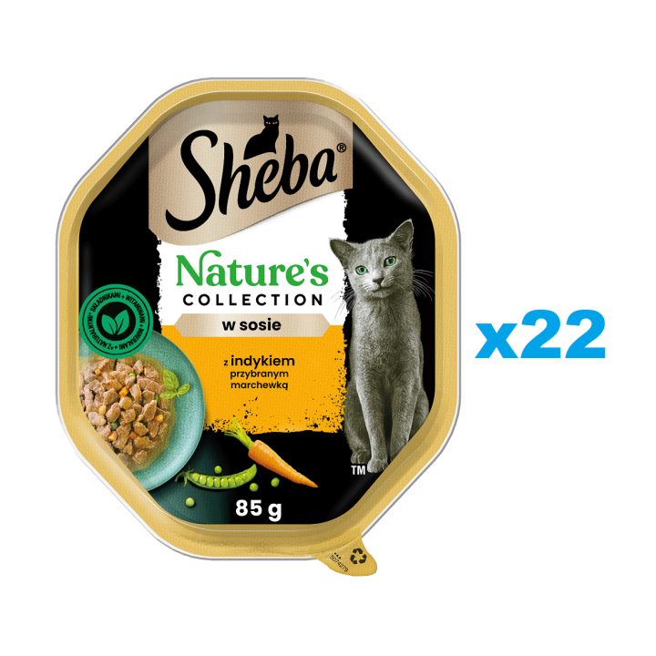 SHEBA Nature’s Collection 22x85 g Nassfutter mit Truthahn und Karotte in Soße für adulte Katzen