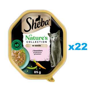 SHEBA Nature’s Collection 22x85 g Nassfutter mit Lachs und Erbsen in Soße für adulte Katzen