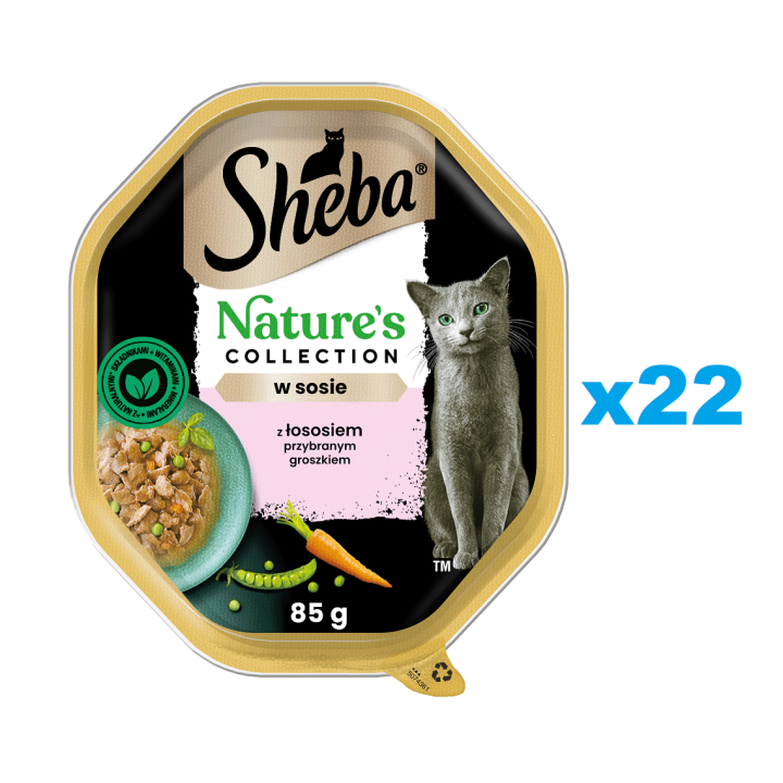 SHEBA Nature’s Collection 22x85 g Nassfutter mit Lachs und Erbsen in Soße für adulte Katzen