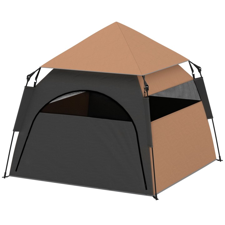 PawHut Haustierzelt, Hundezelt, Katzenhaus im Freien, Hundehaus mit Meshfenster, Hunde Tipi Zelt mit Tragetasche, Sonnendach