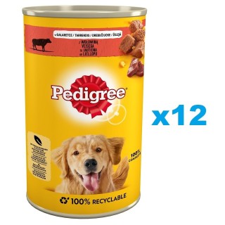 PEDIGREE Adult Dose 12x1200g: Nassfutter für adulte Hunde mit Rindfleisch in Gelee