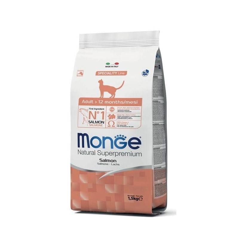 MONGE Cat Salmon Katzenfutter für Erwachsene mit Lachs 1,5 kg
