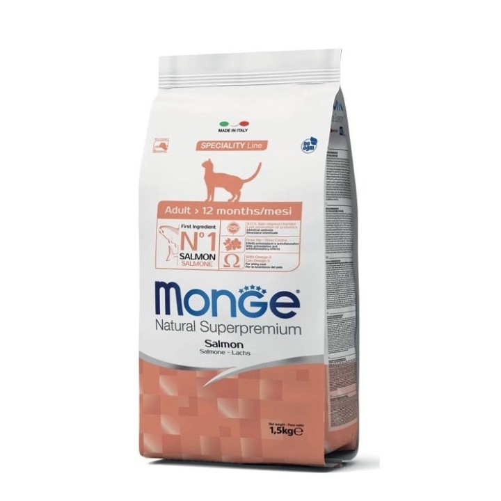 MONGE Cat Salmon Katzenfutter für Erwachsene mit Lachs 1,5 kg