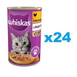 WHISKAS Adult 24x400 g - Nassfutter mit Huhn in Gelee für adulte Katzen
