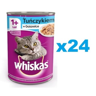 WHISKAS Adult 24x400 g - Nassfutter mit Thunfisch in Gelee für adulte Katzen