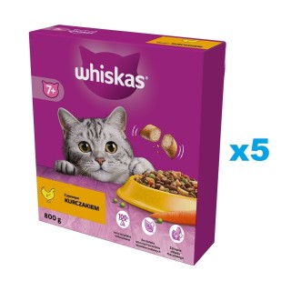 WHISKAS Senior 5x800g Trockenfutter mit Huhn für ältere Katzen